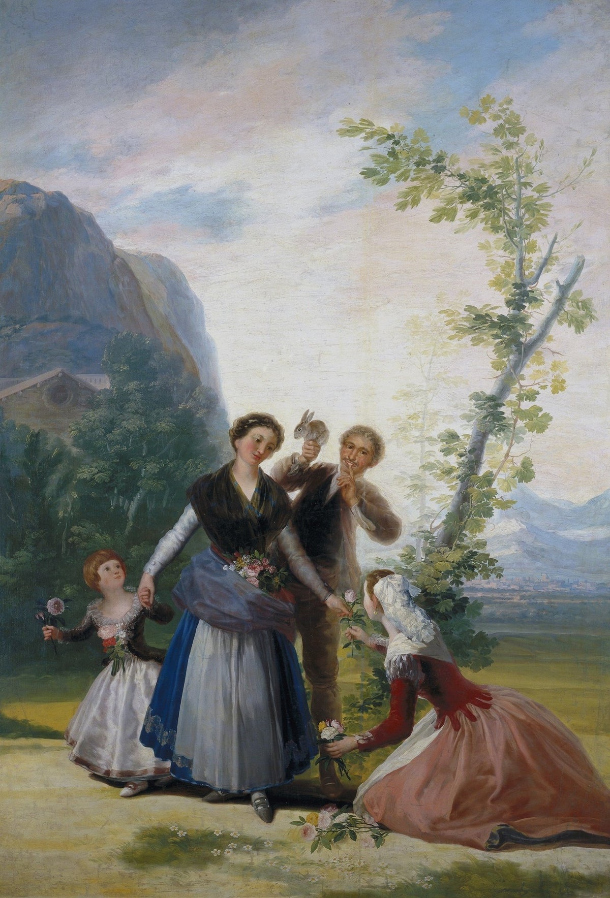 People Oil Painting - Family Gathering in Spring Garden Scene - Oil Painting Haven