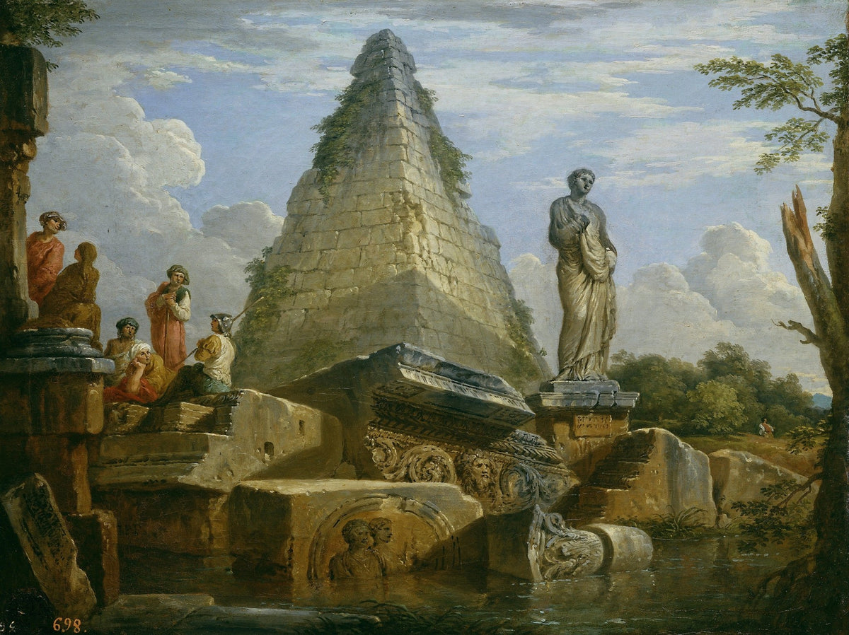 People Oil Painting - Figures Among Ancient Ruins Landscape - Oil Painting Haven