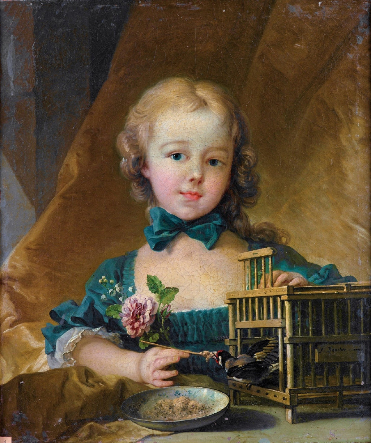 People Oil Painting - Girl Feeding Bird in Elegant Portrait - Oil Painting Haven