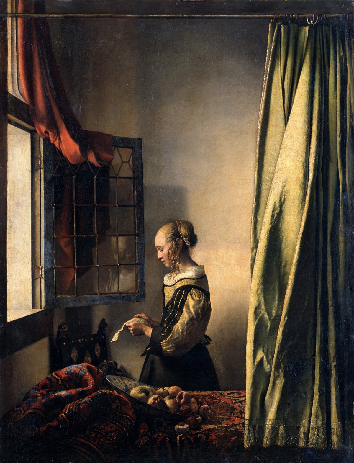 People Oil Painting - Girl Reading Letter by Open Window - Oil Painting Haven