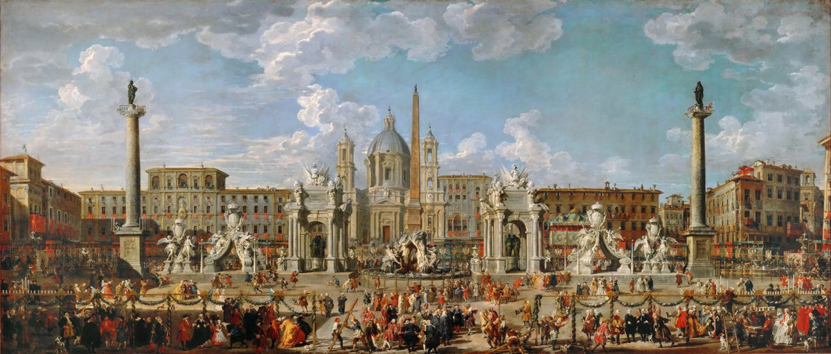 People Oil Painting - Grand Festival Square with Figures - Oil Painting Haven