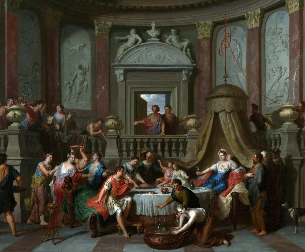 People Oil Painting - Grand Indoor Banquet Scene - Oil Painting Haven