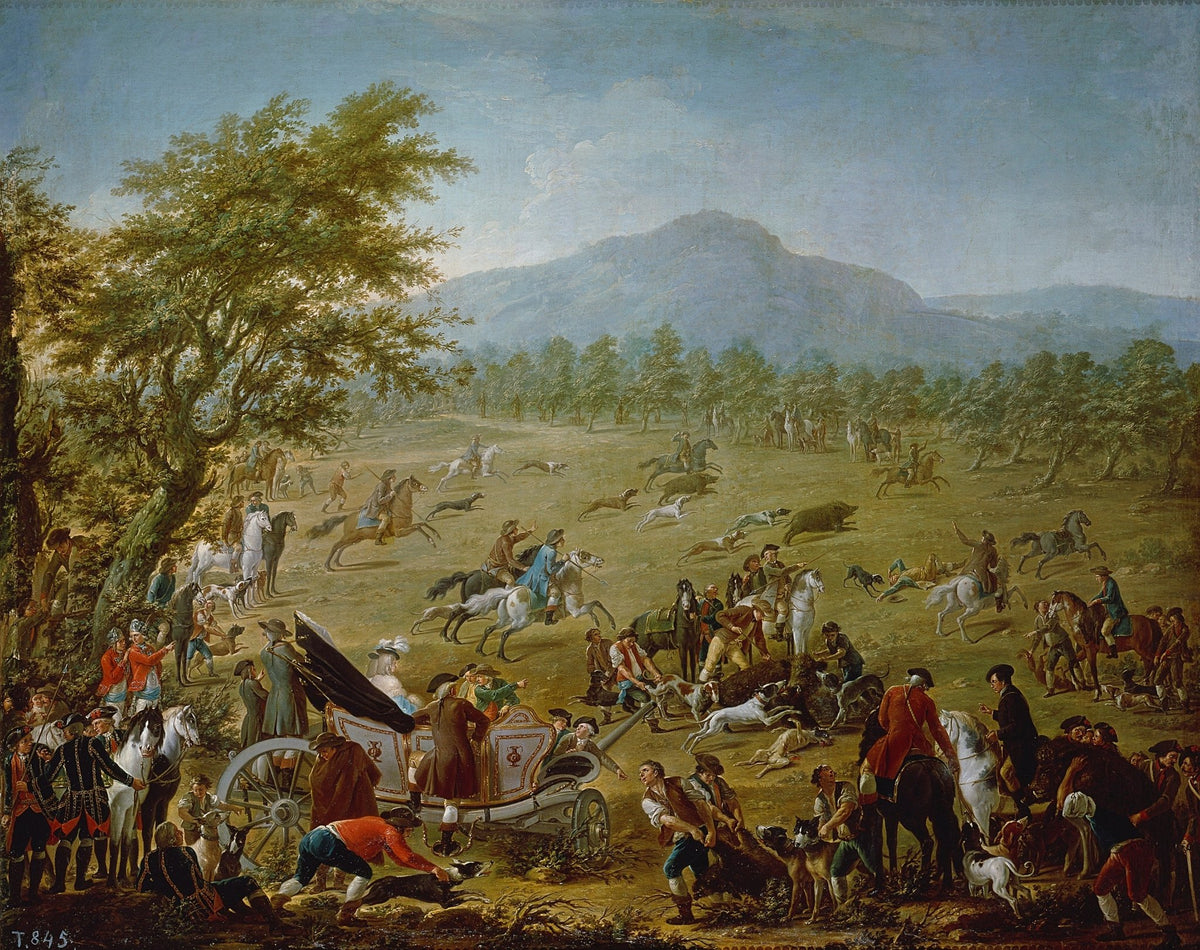 People Oil Painting - Grand Royal Hunt in a Mountain Landscape - Oil Painting Haven