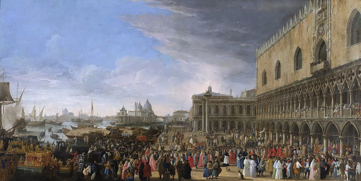 People Oil Painting - Grand Venetian Festival by the Waterfront - Oil Painting Haven