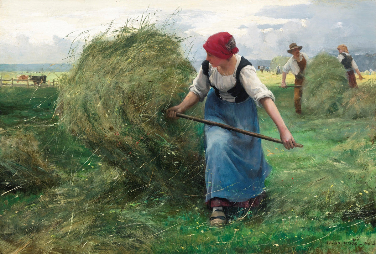 People Oil Painting - Harvest Workers Gathering Hay Field - Oil Painting Haven