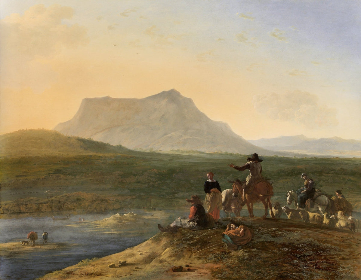 People Oil Painting - Herdsmen Resting in Mountain Landscape - Oil Painting Haven