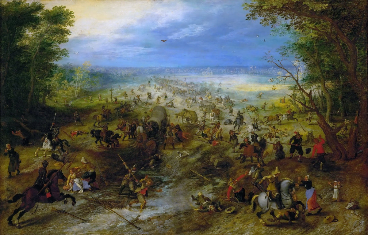 People Oil Painting - Historic Cavalry Battle in Open Landscape - Oil Painting Haven