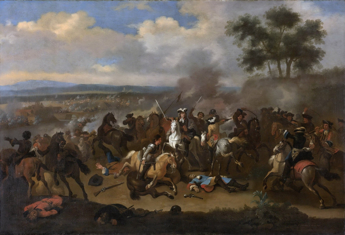 People Oil Painting - Historic Cavalry Battle Scene on Field - Oil Painting Haven