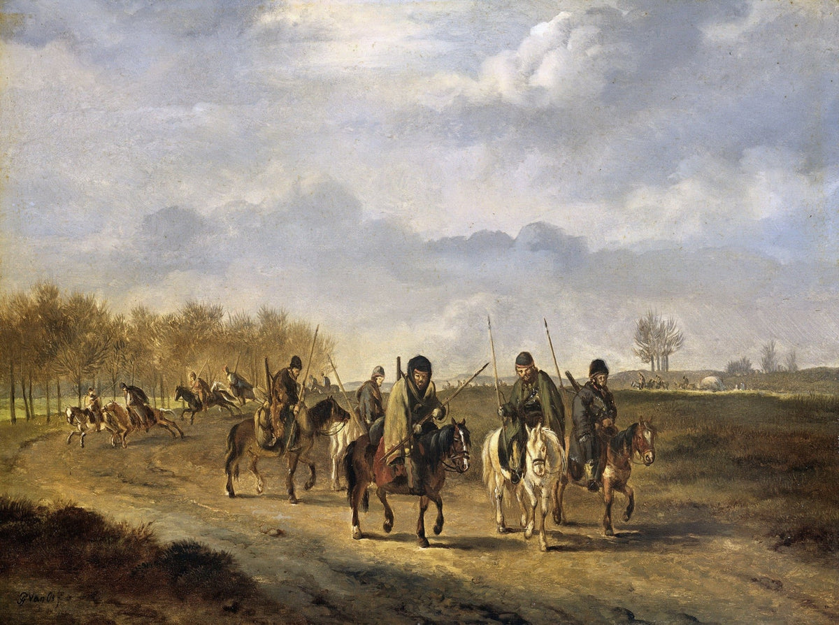 People Oil Painting - Horse Riders on Rural Road Landscape Scene - Oil Painting Haven