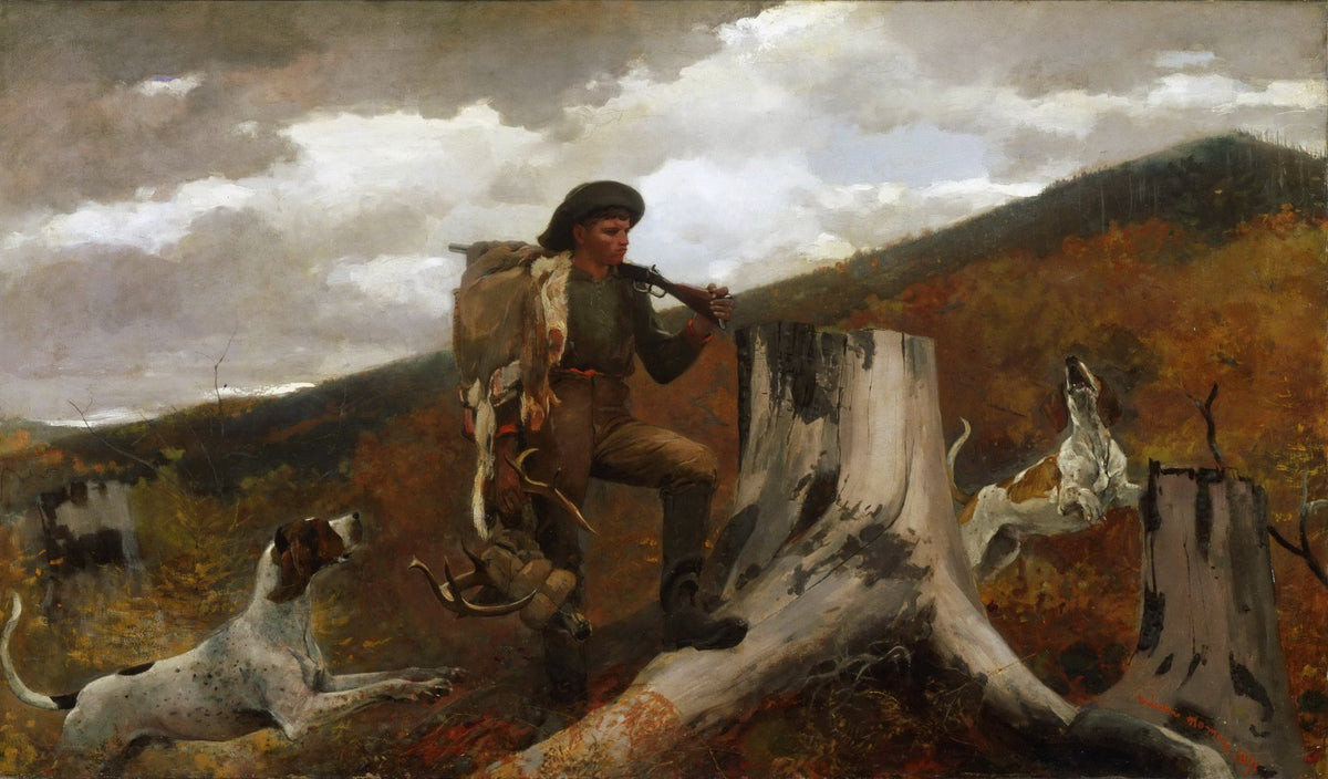 People Oil Painting - Huntsman with Dogs in Autumn Forest - Oil Painting Haven