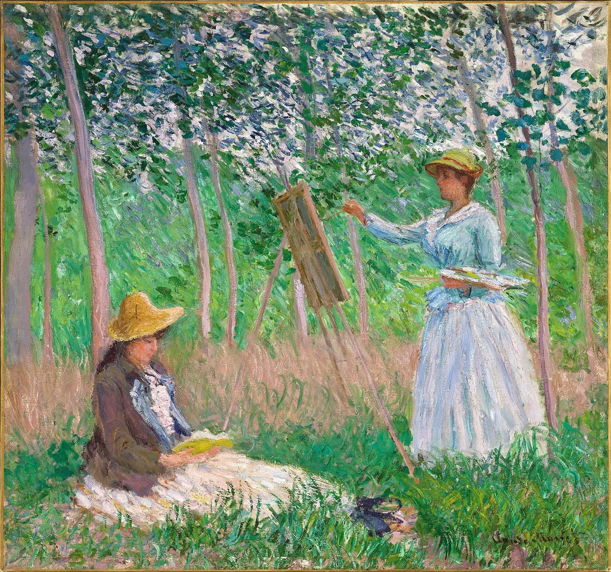 People Oil Painting - Impressionist Garden Scene with Figures - Oil Painting Haven
