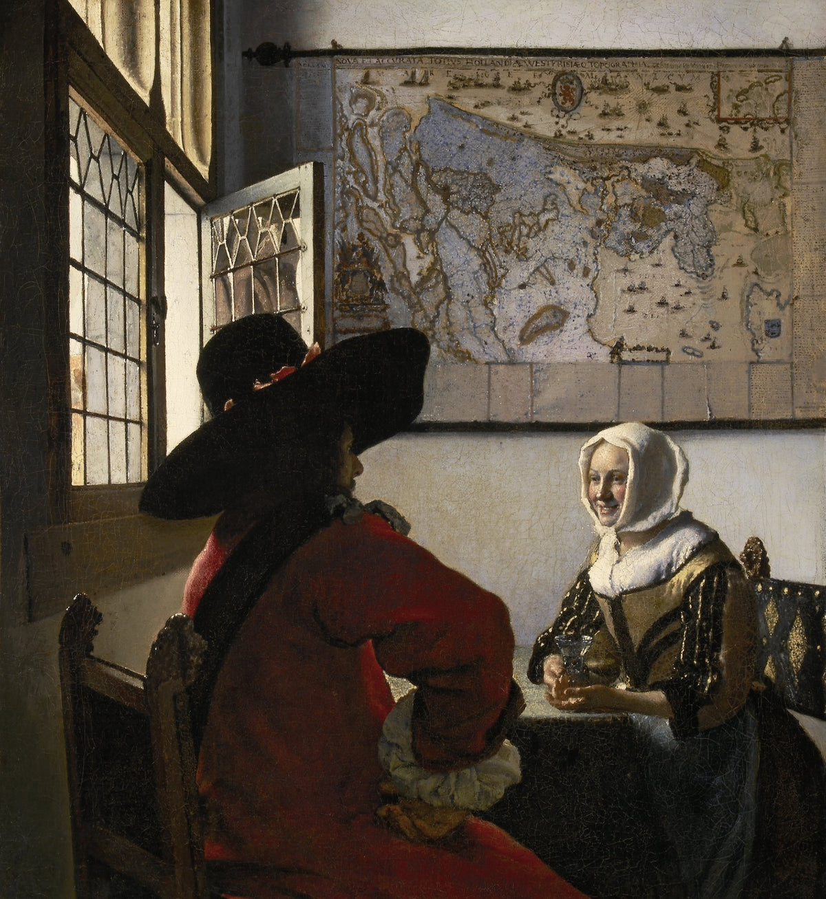 People Oil Painting - Interior Scene with Soldier and Woman - Oil Painting Haven