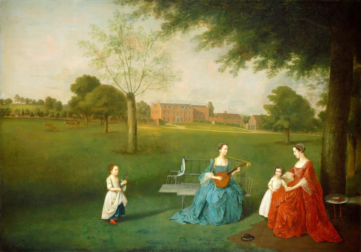 People Oil Painting - Ladies and Children in Garden Music Scene - Oil Painting Haven