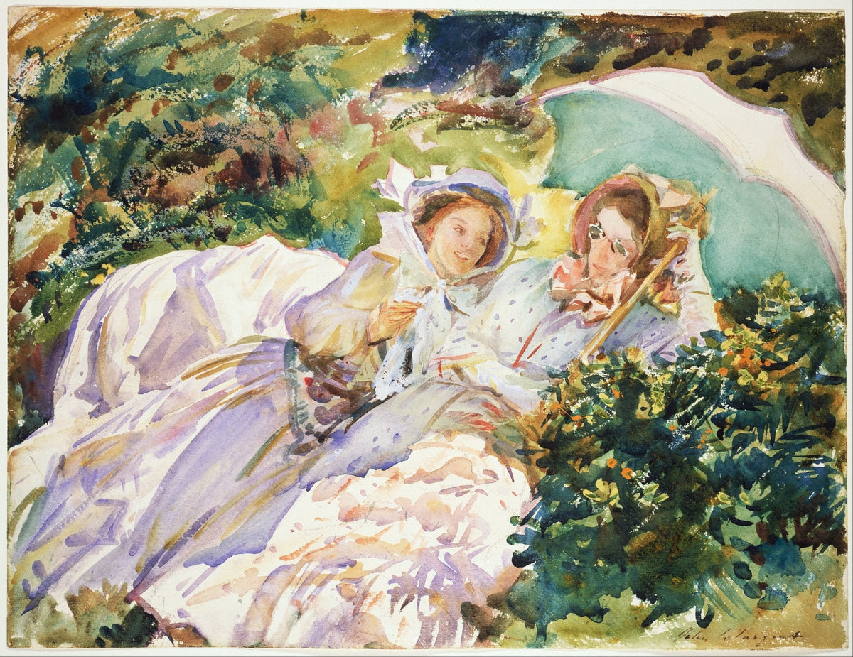 People Oil Painting - Ladies Resting in Garden Scene - Oil Painting Haven