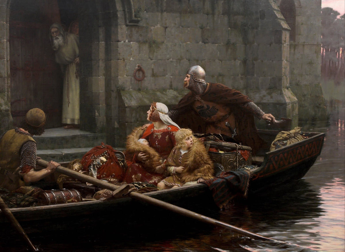 People Oil Painting - Medieval Boat Scene with Noble Figures - Oil Painting Haven