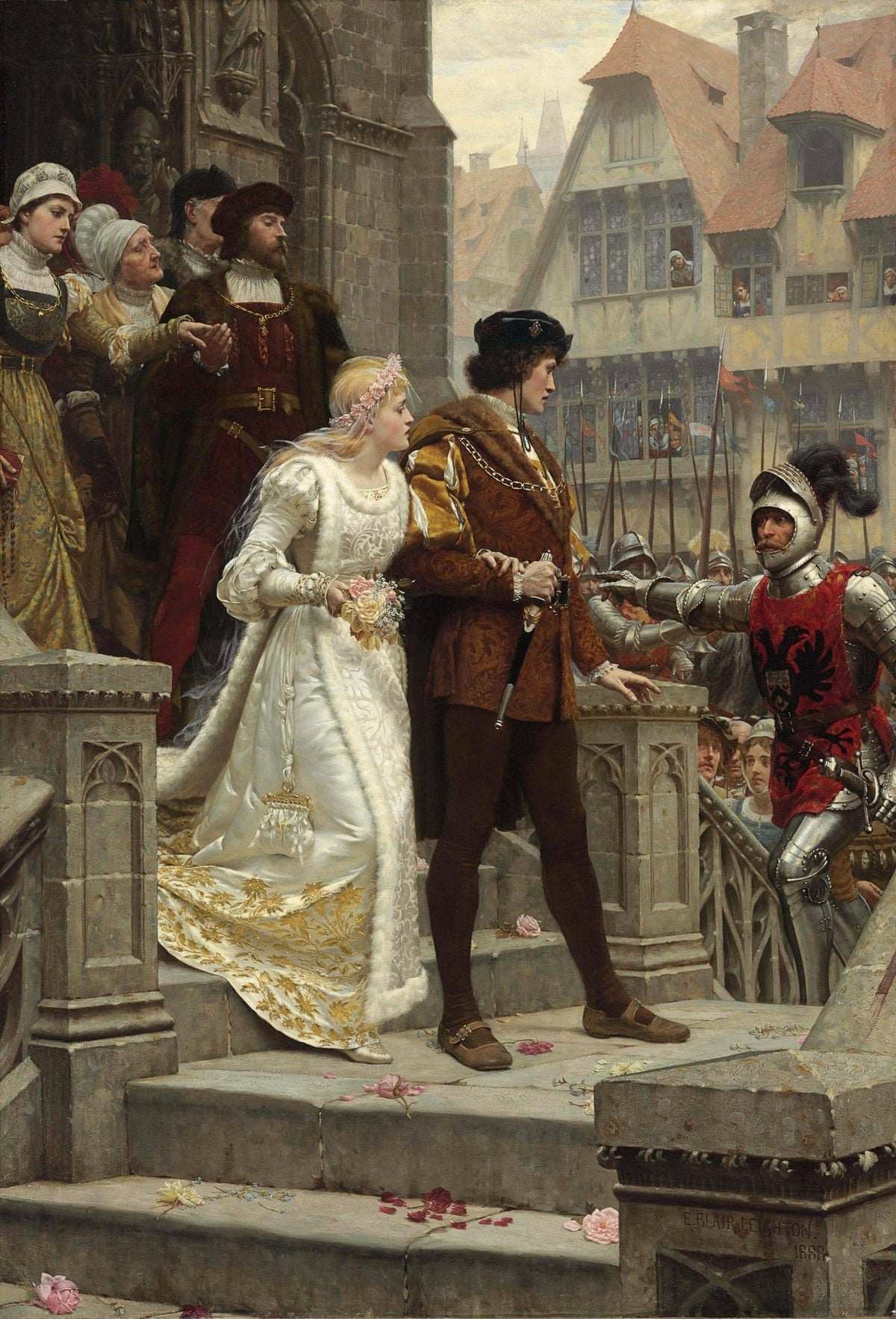 People Oil Painting - Medieval Court Scene with Knight and Lady - Oil Painting Haven