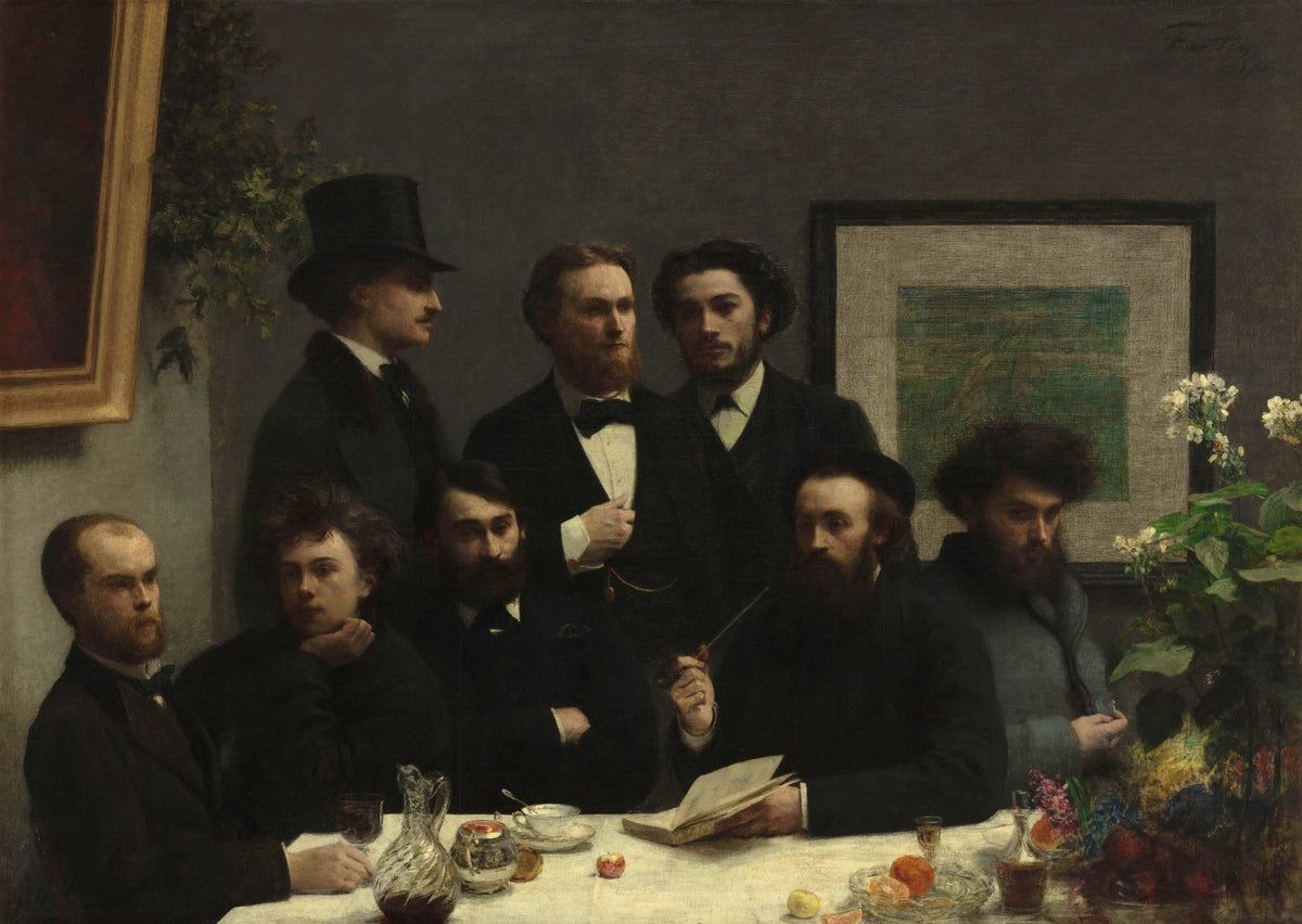People Oil Painting - Men Gathering at Table Interior Scene - Oil Painting Haven