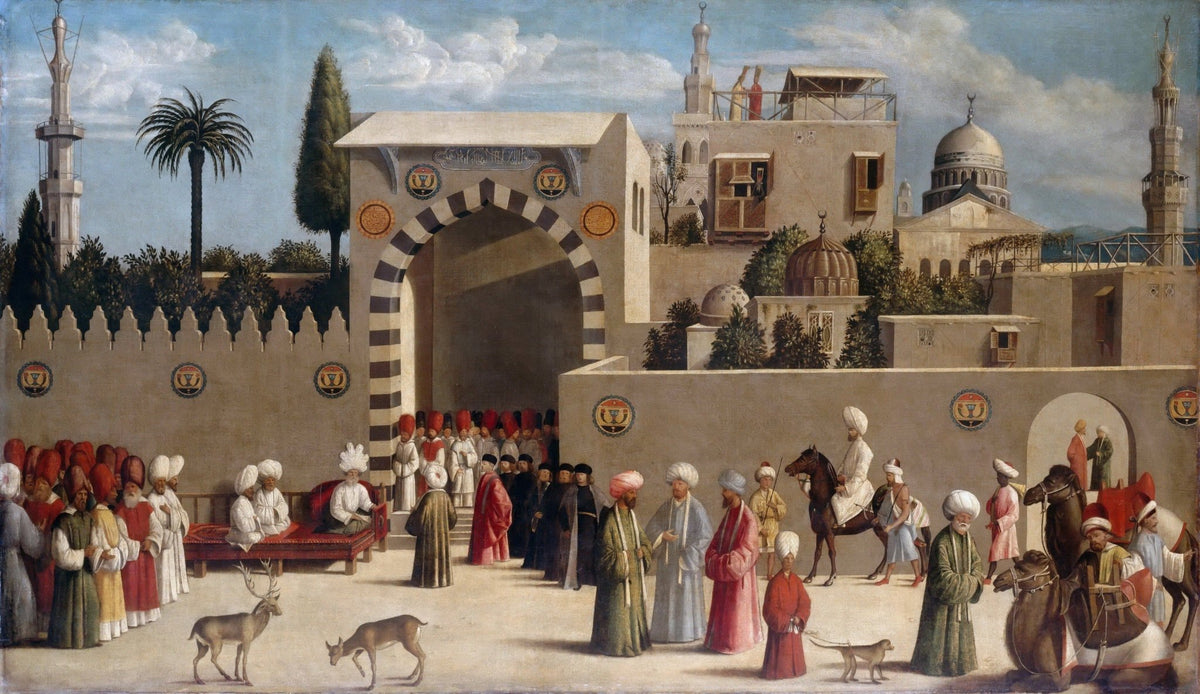 People Oil Painting - Middle Eastern Court Scene with Figures - Oil Painting Haven
