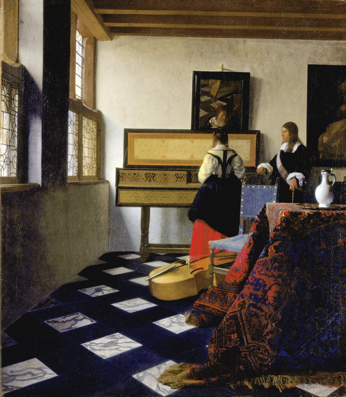 People Oil Painting - Music Lesson Interior with Figures - Oil Painting Haven