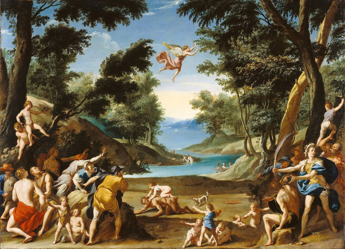 People Oil Painting - Mythological Cupid and Pan Forest Scene - Oil Painting Haven