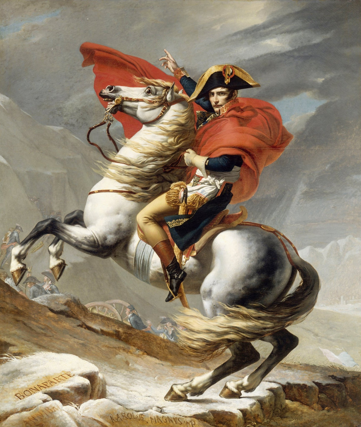 People Oil Painting - Napoleon Crossing Alps Equestrian Portrait - Oil Painting Haven