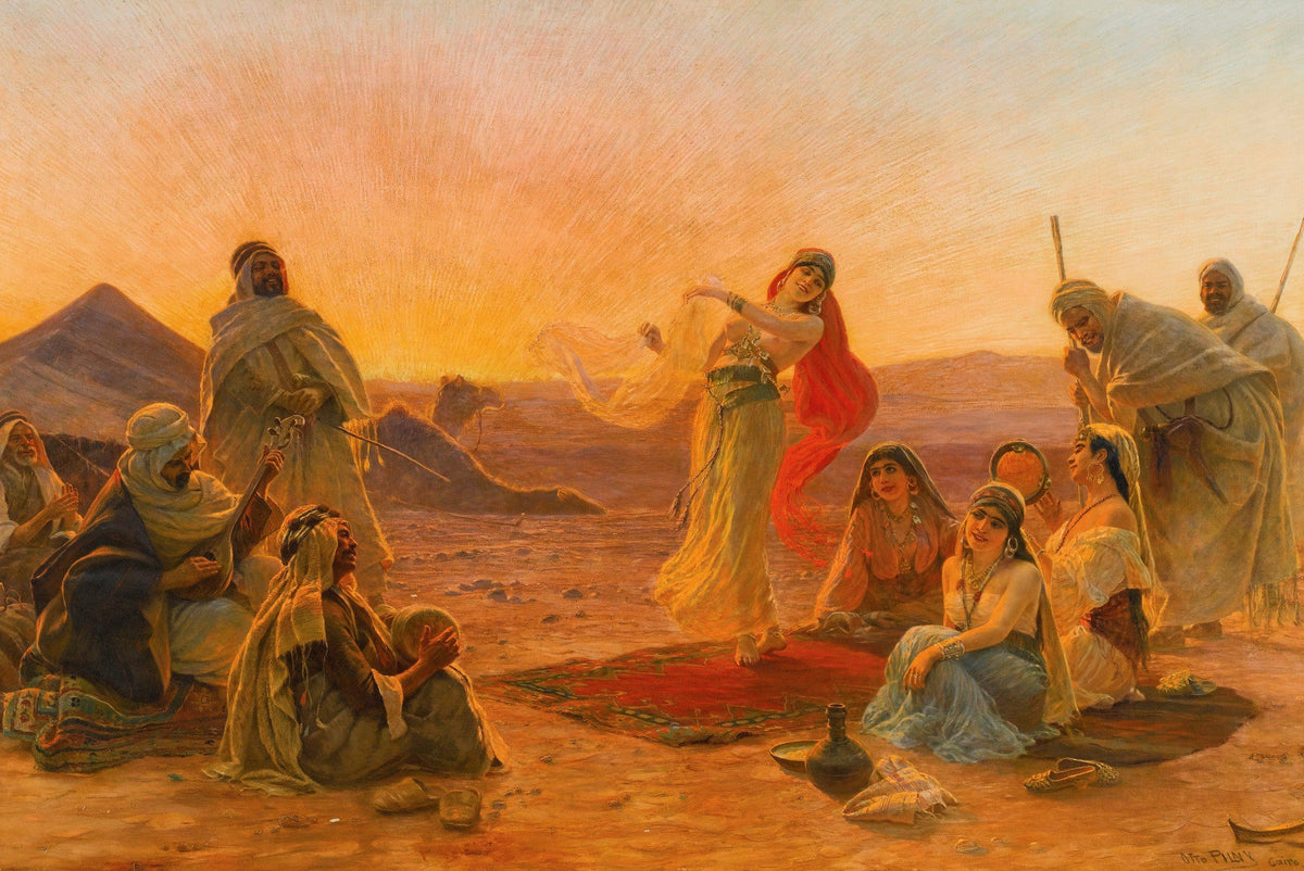 People Oil Painting - Oriental Dance at Sunset Desert Scene - Oil Painting Haven