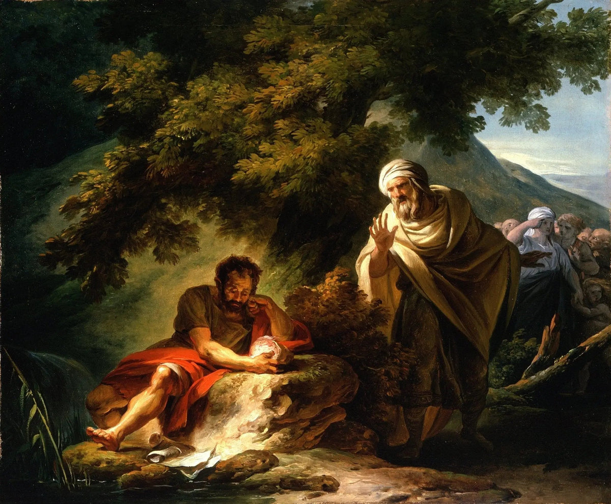People Oil Painting - Outdoor Scene with Two Male Figures - Oil Painting Haven