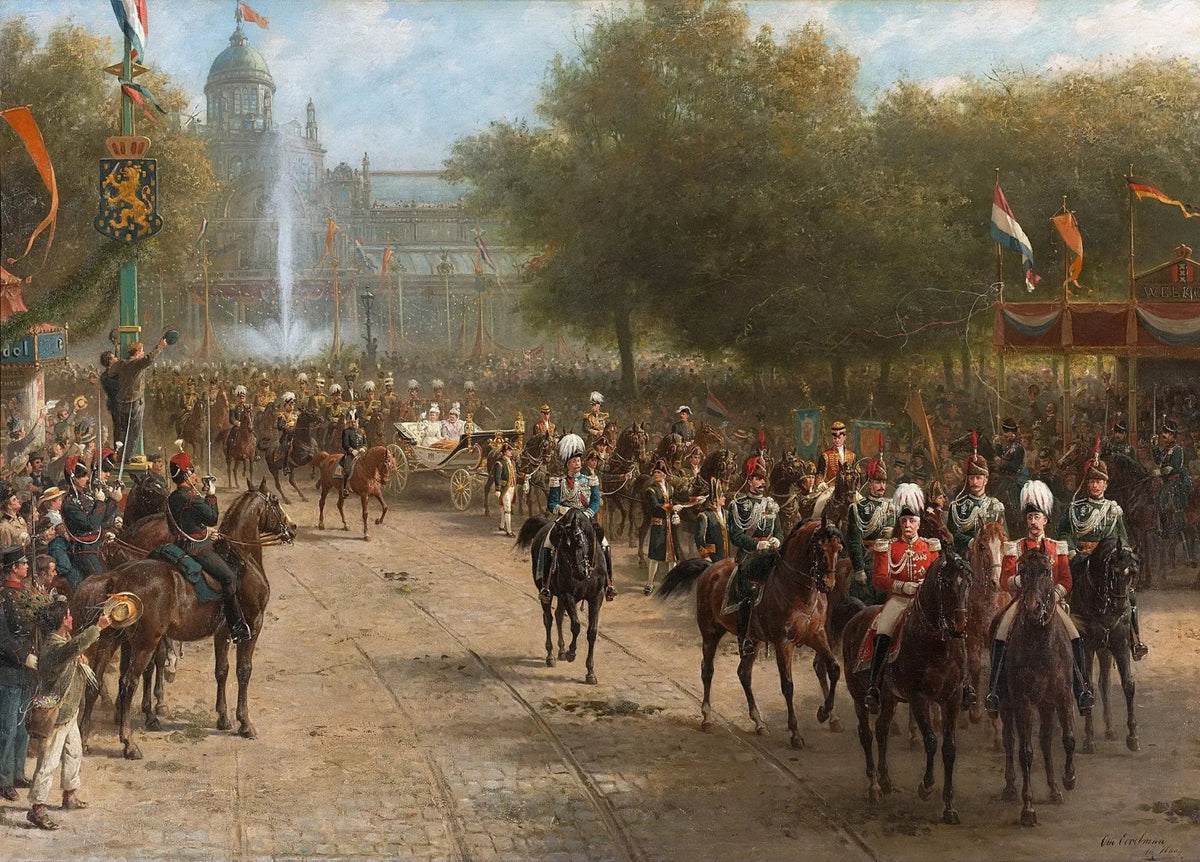 People Oil Painting - Parade with Horsemen and Carriage - Oil Painting Haven