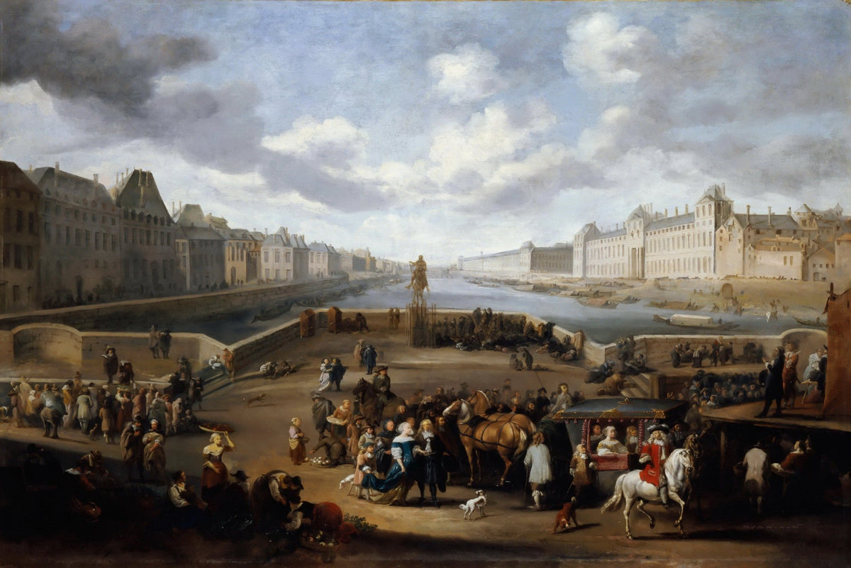 People Oil Painting - Paris River Scene with Figures - Oil Painting Haven
