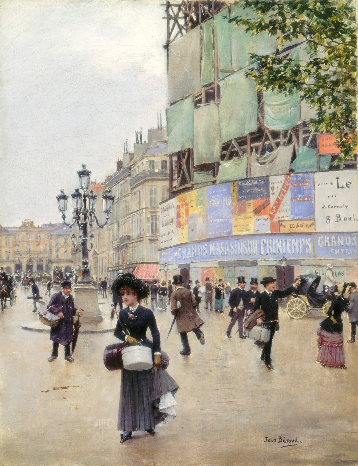 People Oil Painting - Paris Street Scene with Elegant Figures - Oil Painting Haven