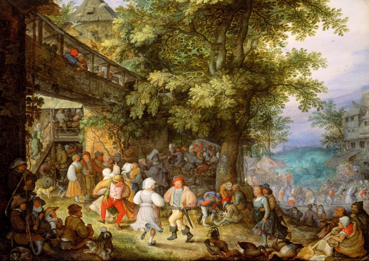 People Oil Painting - Peasants Dancing Outside Village Inn - Oil Painting Haven