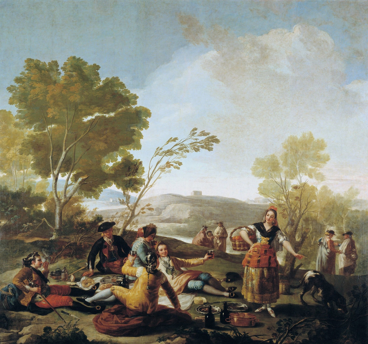 People Oil Painting - Picnic Gathering in Countryside Scene - Oil Painting Haven