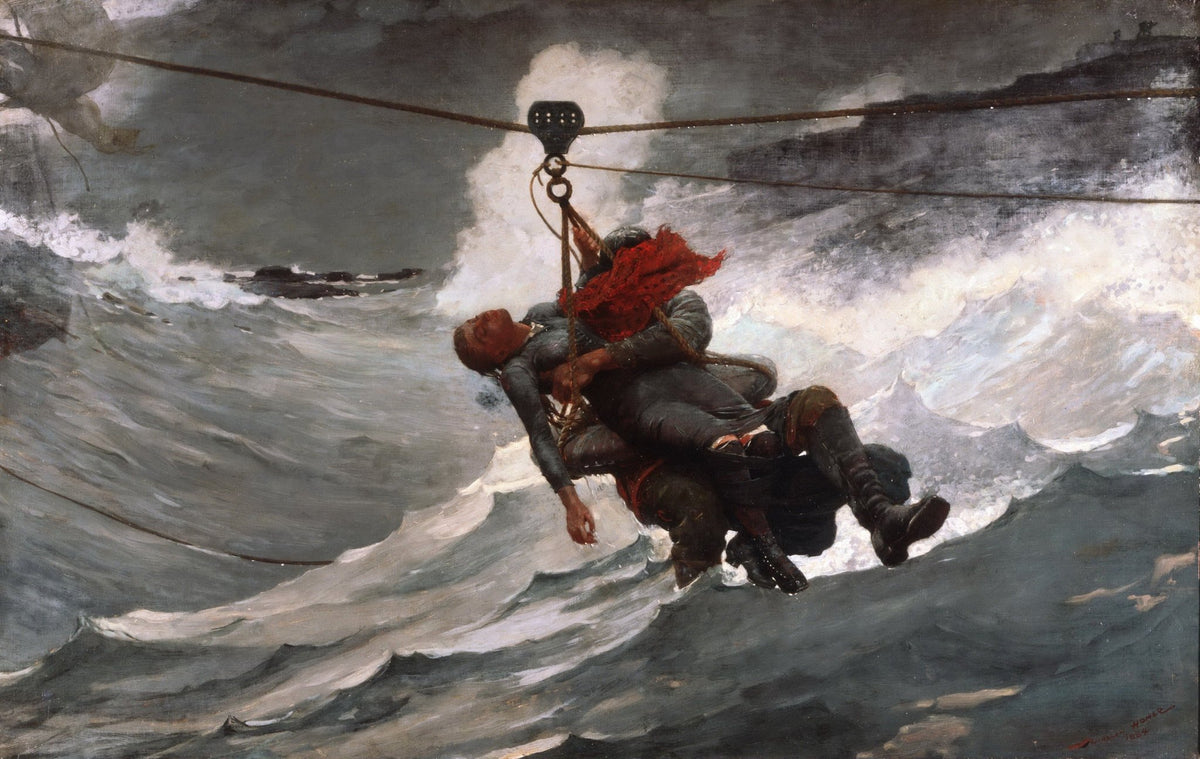 People Oil Painting - Rescue at Sea Storm Dramatic Scene - Oil Painting Haven