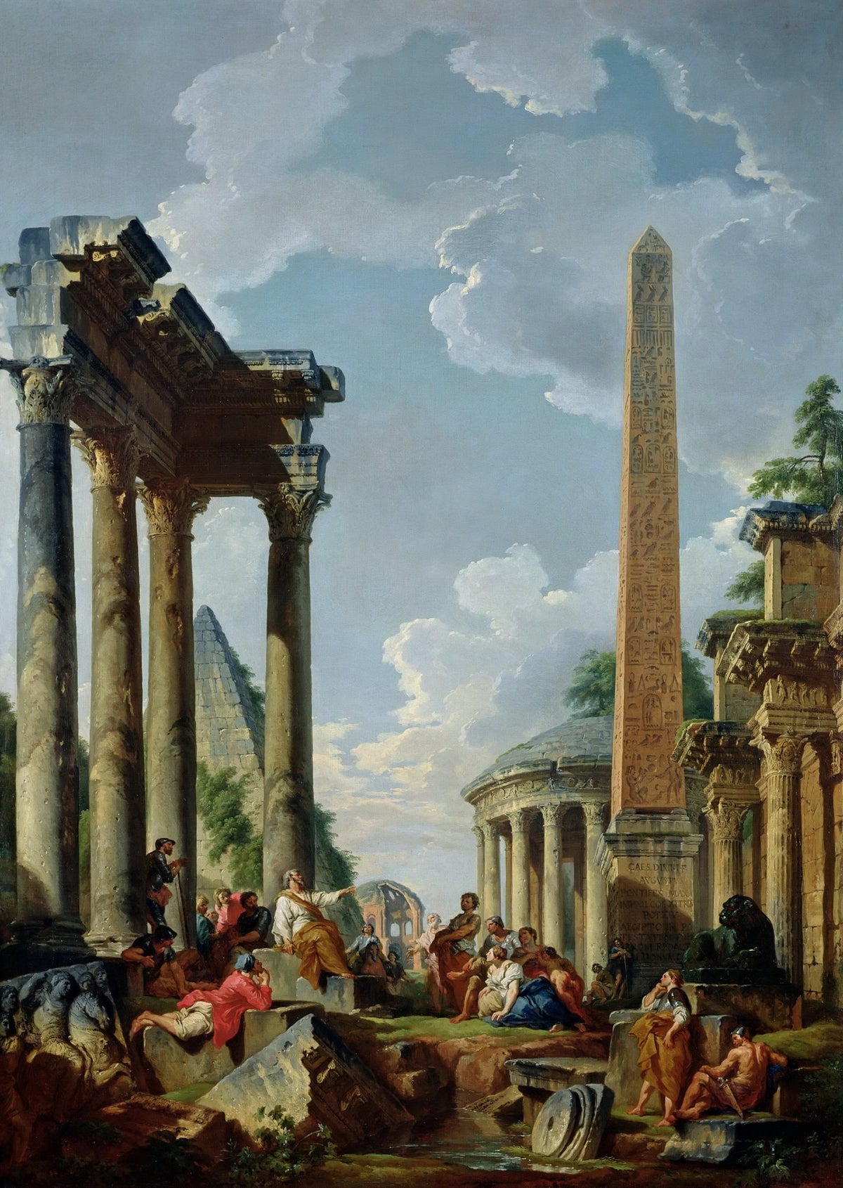 People Oil Painting - Roman Ruins with Figures Scene - Oil Painting Haven