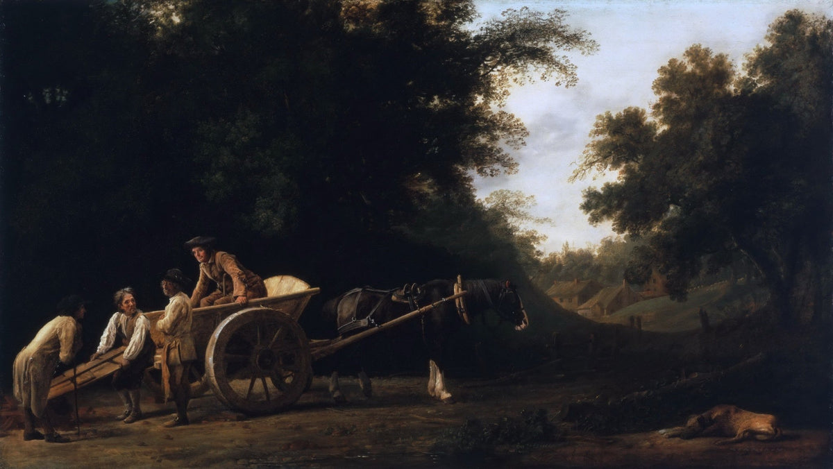 People Oil Painting - Rural Workers with Cart Classic Scene - Oil Painting Haven