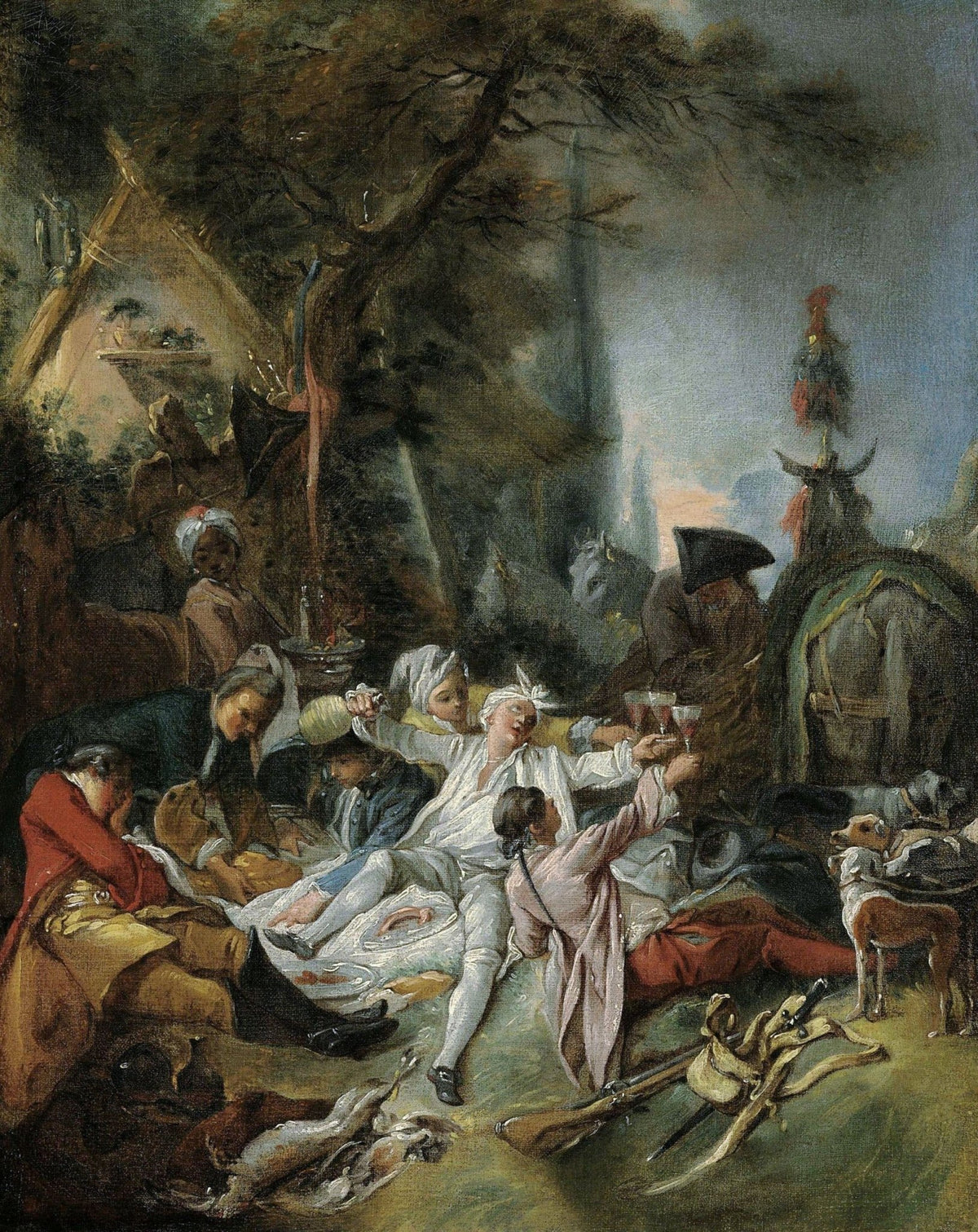 People Oil Painting - Rustic Feast Scene with Figures Outdoors - Oil Painting Haven