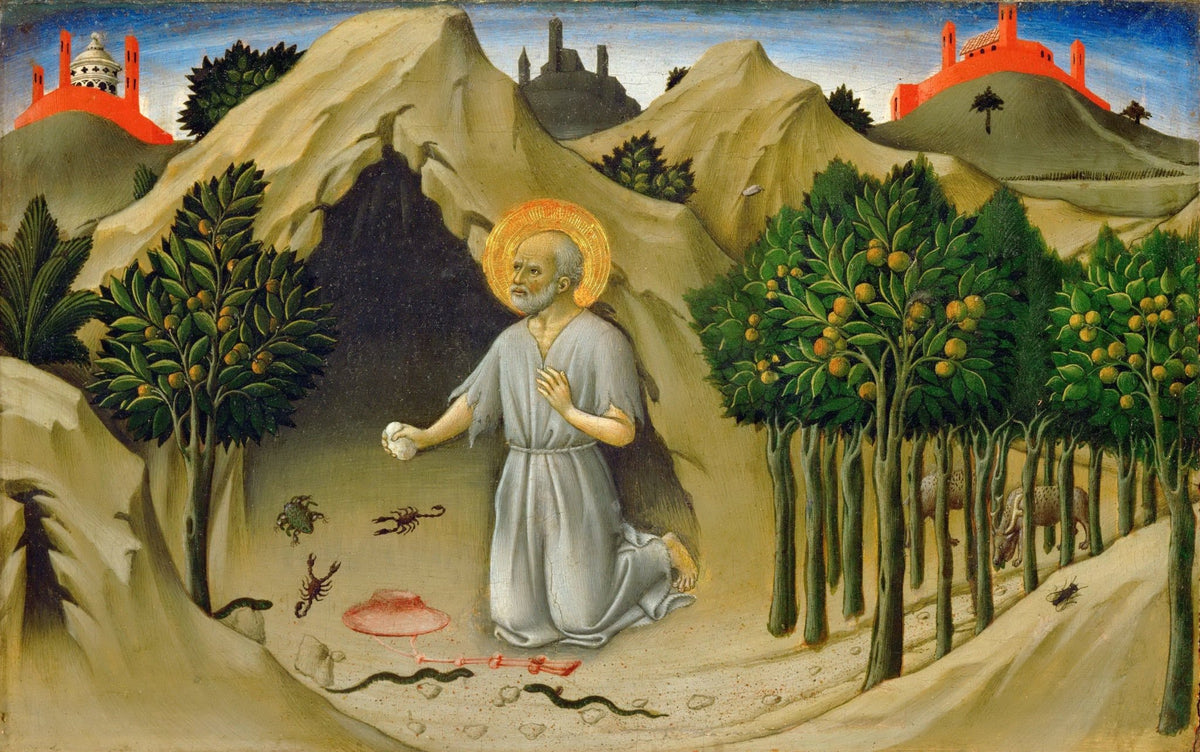 People Oil Painting - Saint Jerome in Desert Landscape Scene - Oil Painting Haven