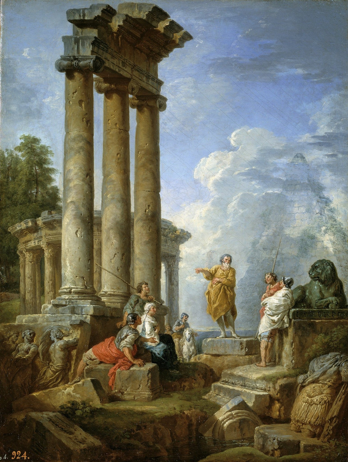People Oil Painting - Saint Preaching Among Roman Ruins - Oil Painting Haven