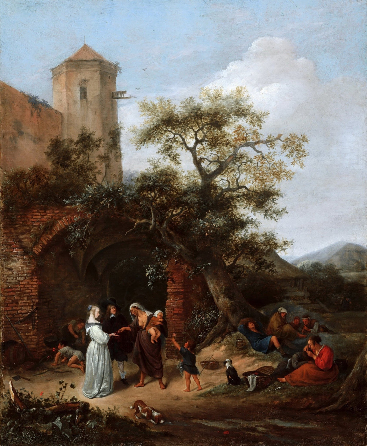 People Oil Painting - The Fortune Teller Village Scene Art - Oil Painting Haven