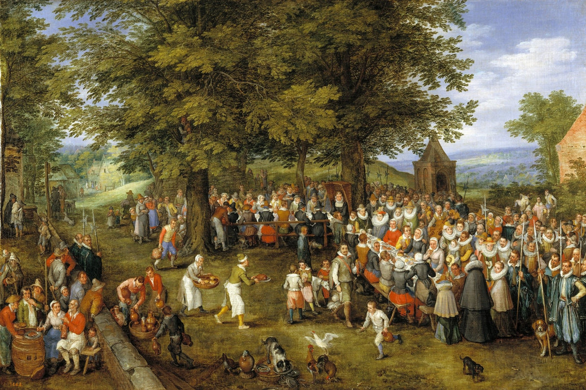 People Oil Painting - Traditional Village Wedding Feast Scene - Oil Painting Haven