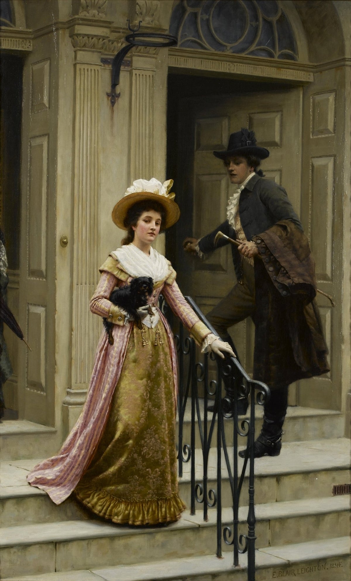 People Oil Painting - Victorian Couple at Doorway Scene - Oil Painting Haven