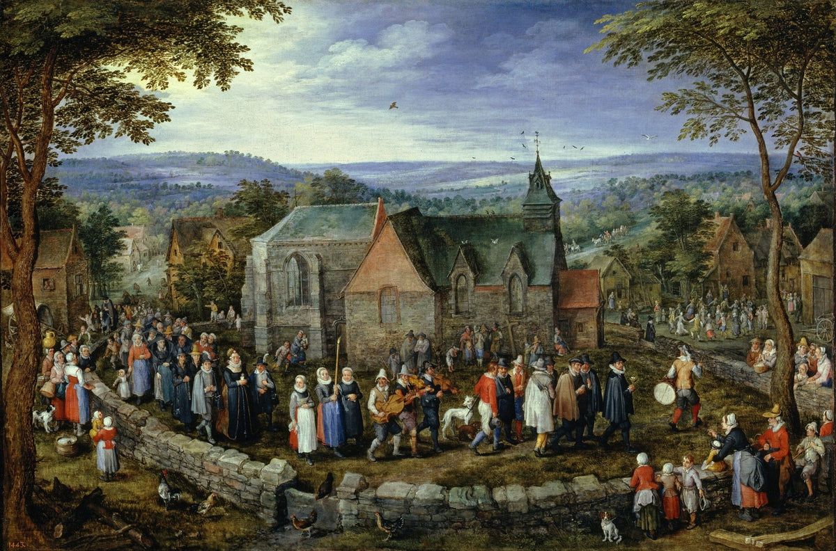 People Oil Painting - Village Festival and Church Procession - Oil Painting Haven