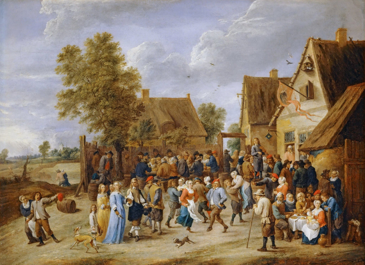 People Oil Painting - Village Festival Scene with Figures - Oil Painting Haven