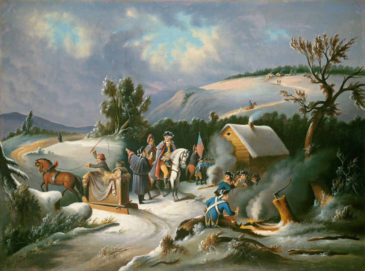 People Oil Painting - Winter Military Scene Colonial Life - Oil Painting Haven