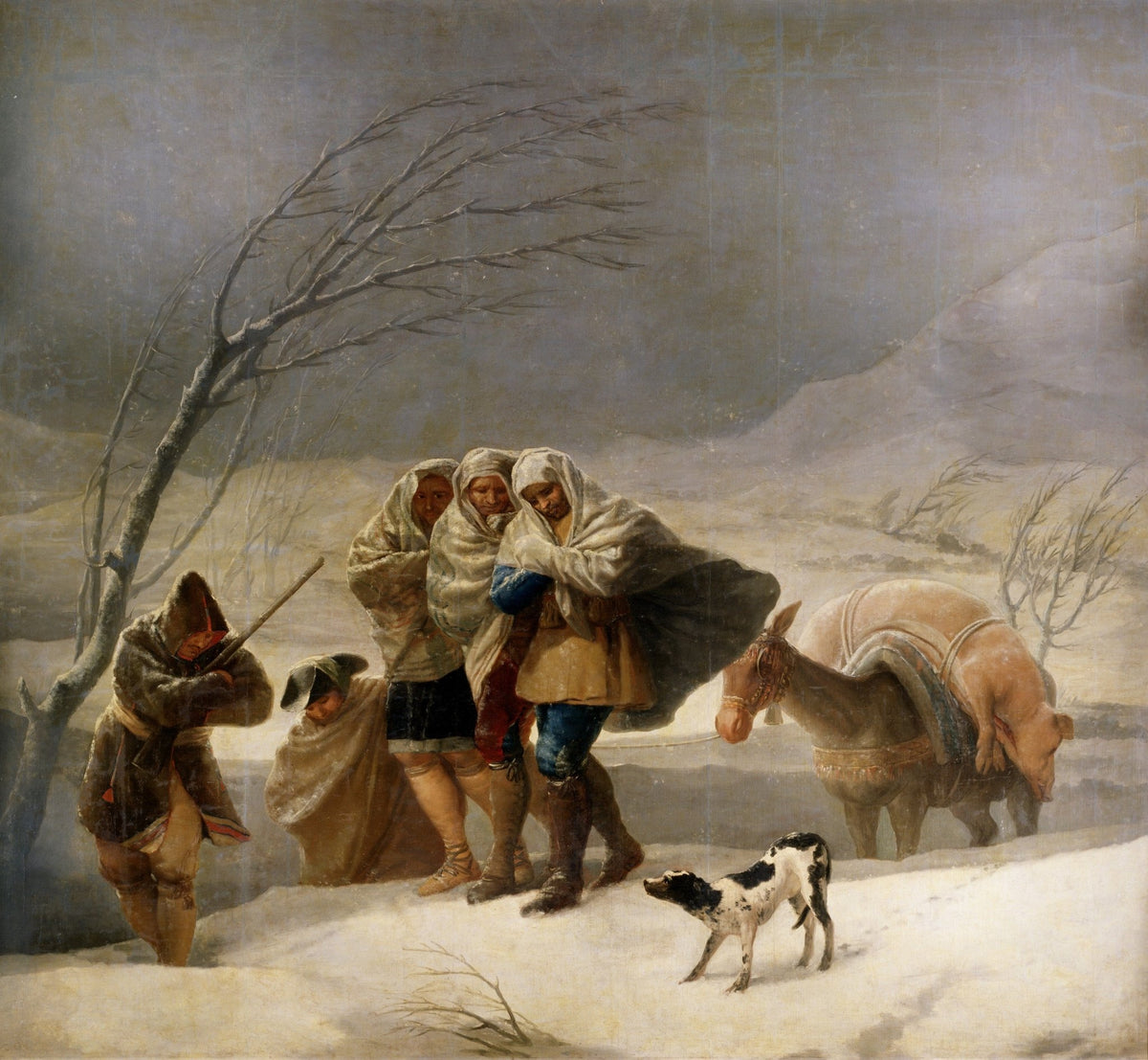 People Oil Painting - Winter Travelers in Snow Scene - Oil Painting Haven