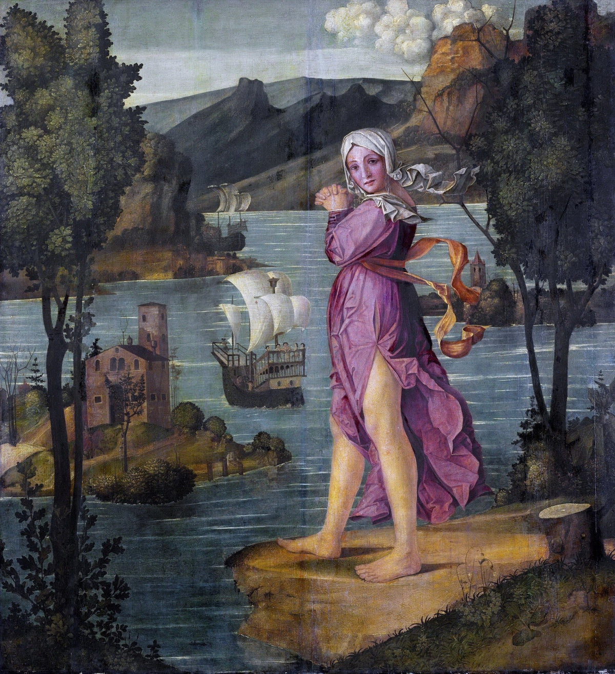 People Oil Painting - Woman by Lake Renaissance Scene - Oil Painting Haven