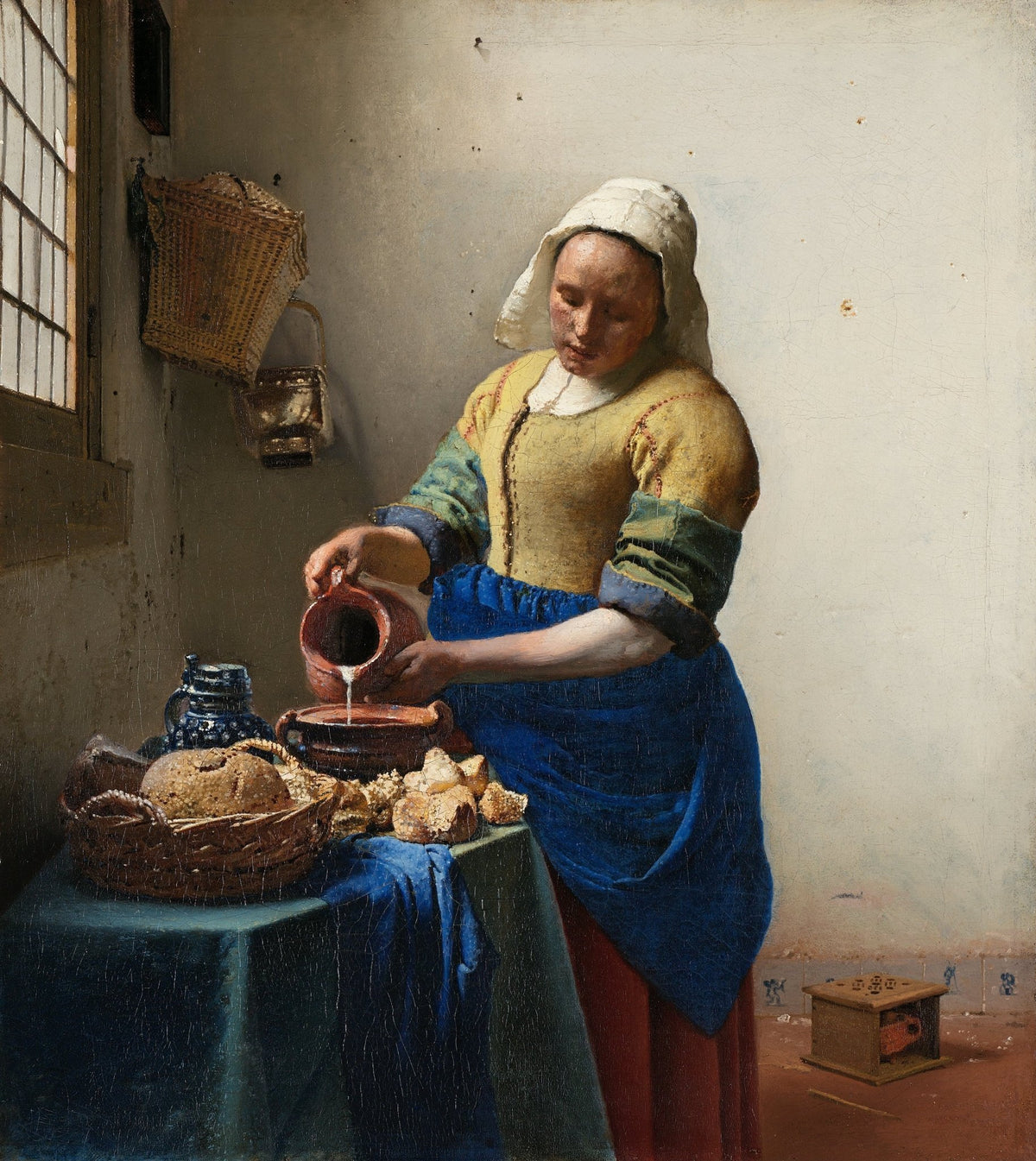 People Oil Painting - Woman Pouring Milk Interior Scene - Oil Painting Haven