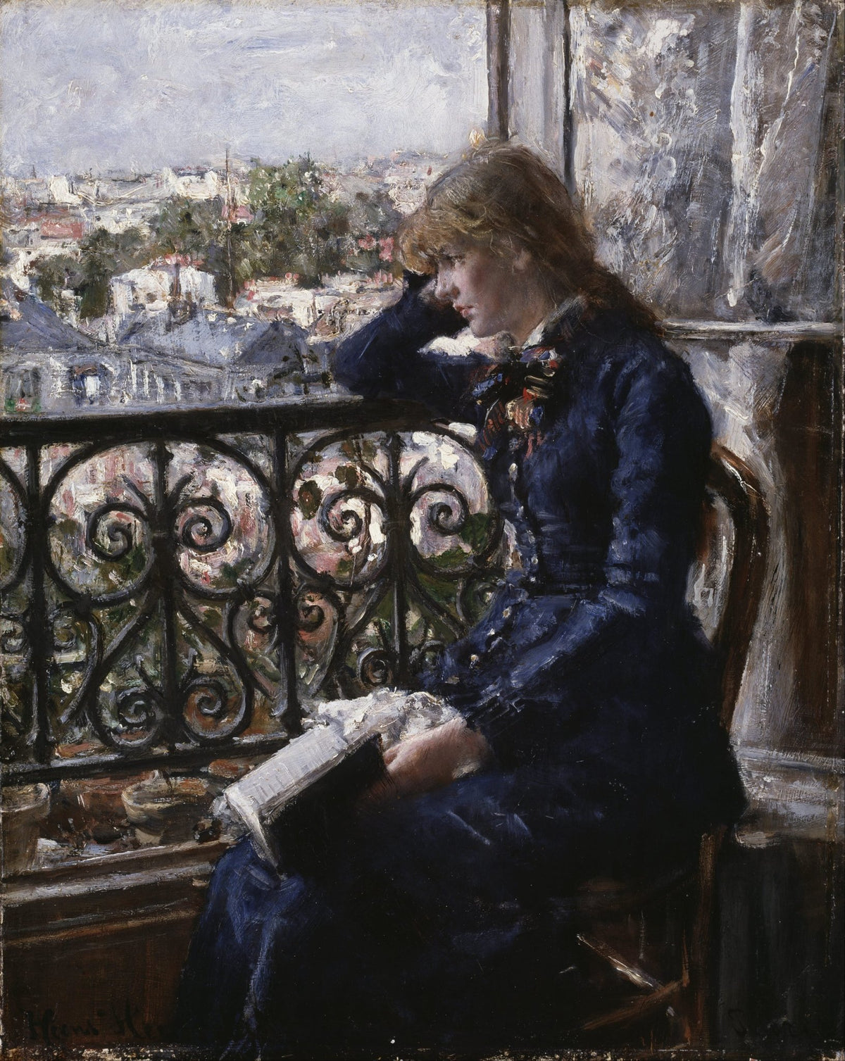 People Oil Painting - Woman Reading by Window Scene - Oil Painting Haven