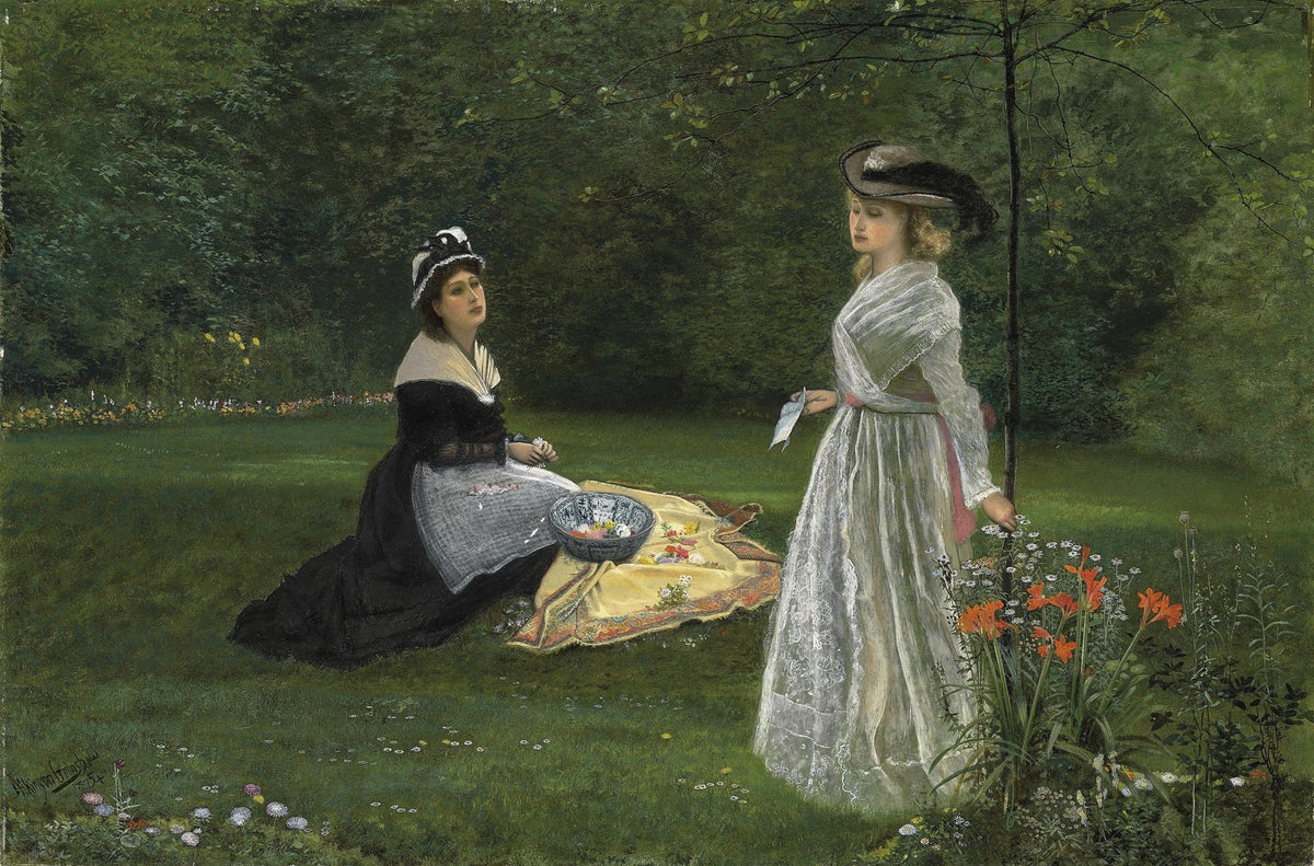 People Oil Painting - Women in Garden Picnic Scene - Oil Painting Haven