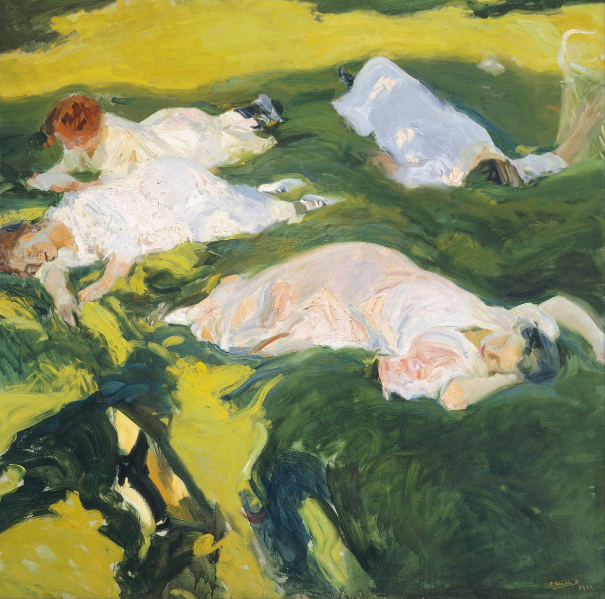 People Oil Painting - Women Resting in Sunlit Garden Scene - Oil Painting Haven